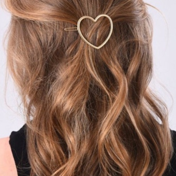 Barrette Snap Hair Clip Gold Heart - Picture 3 of 5